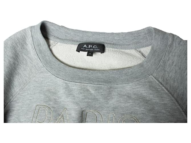Apc A.P.C., Crewneck-Pullover in Grau mit PARIS-Aufdruck - Ansicht 5