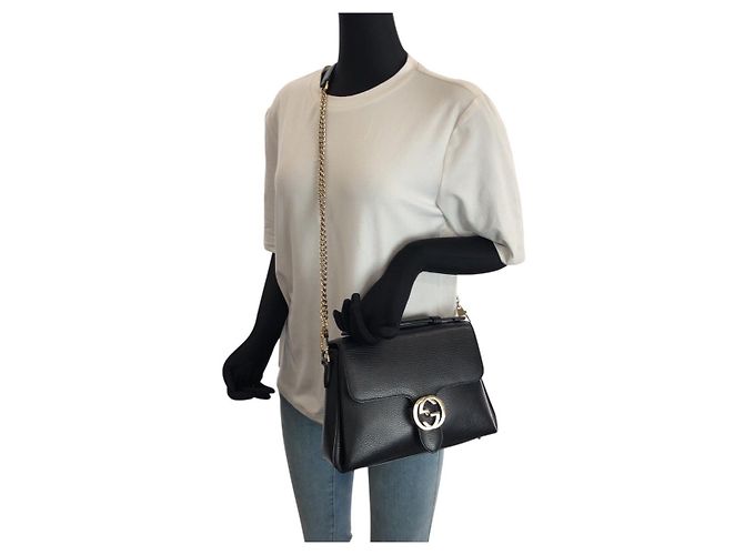 Borsa 2way in pelle con Interlocking G Gucci Nero - vista 7