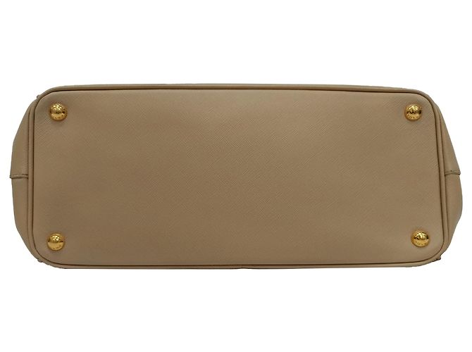 Borsa Tote Prada Medium Galleria Double Zip in pelle Saffiano beige Marrone Rosso - vista 11