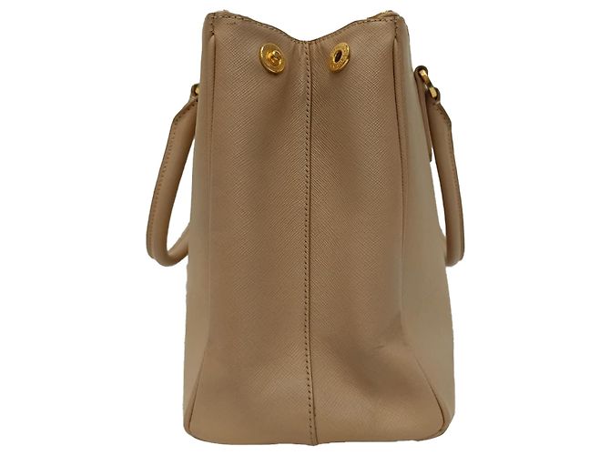 Borsa Tote Prada Medium Galleria Double Zip in pelle Saffiano beige Marrone Rosso - vista 2