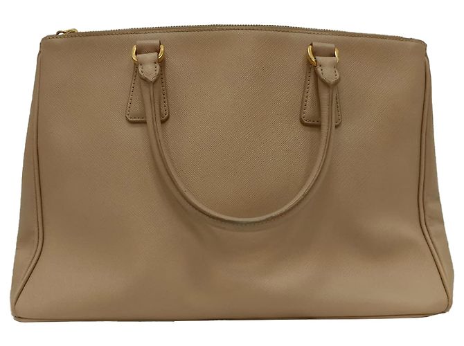 Borsa Tote Prada Medium Galleria Double Zip in pelle Saffiano beige Marrone Rosso - vista 3