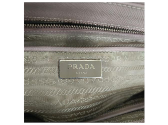 Borsa Tote Prada Medium Galleria Double Zip in pelle Saffiano beige Marrone Rosso - vista 6