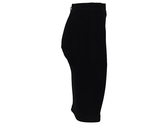 Falda lápiz acanalada Herve Leger en rayón negro - vista 2