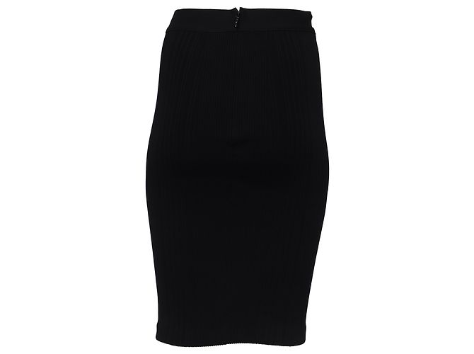 Falda lápiz acanalada Herve Leger en rayón negro - vista 3