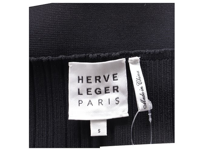 Falda lápiz acanalada Herve Leger en rayón negro - vista 4