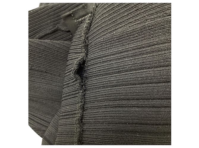 Falda lápiz acanalada Herve Leger en rayón negro - vista 5