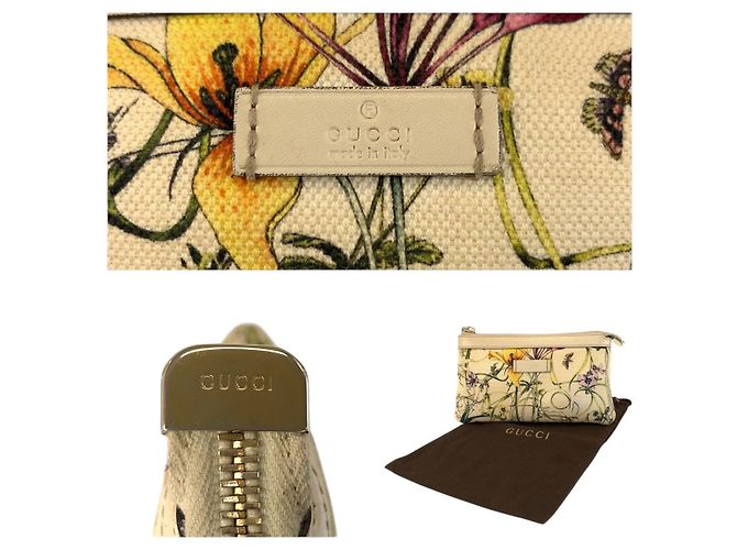 Pochette Gucci Flora Canvas Marrone Beige - vista 4