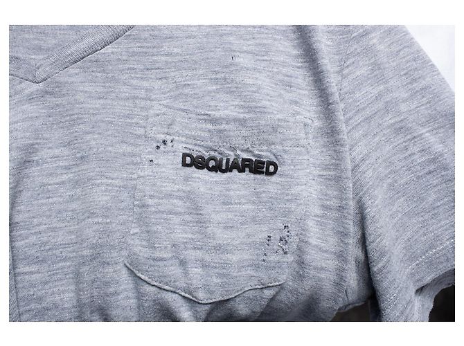 Dsquared2, grey t-shirt with ragged design - view 6