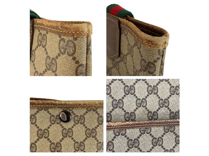 Gucci Vintage GG Supreme Canvas Tote Bag Brown Beige - view 5