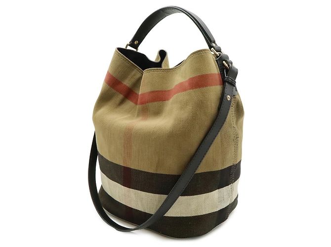 Borsa a tracolla Burberry Ashby Medium Hobo in tela e pelle Marrone - vista 2