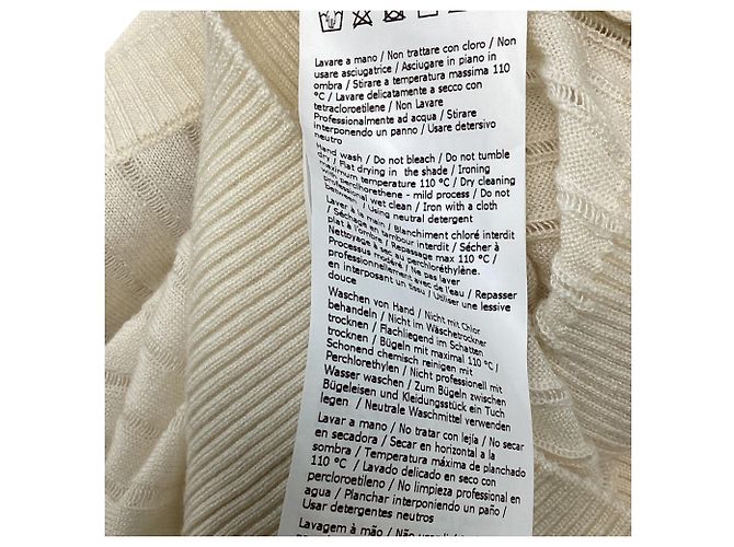 Suéter cropped de malha canelada Max Mara Studio em seda branca Branco Cru - vista 6