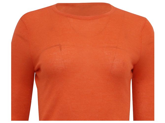 Suéter de gola redonda Ralph Lauren em cashmere laranja - vista 2