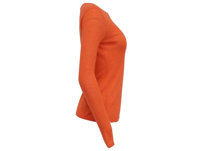 Suéter de gola redonda Ralph Lauren em cashmere laranja - vista 3