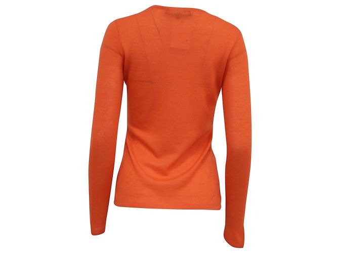 Suéter de gola redonda Ralph Lauren em cashmere laranja - vista 4