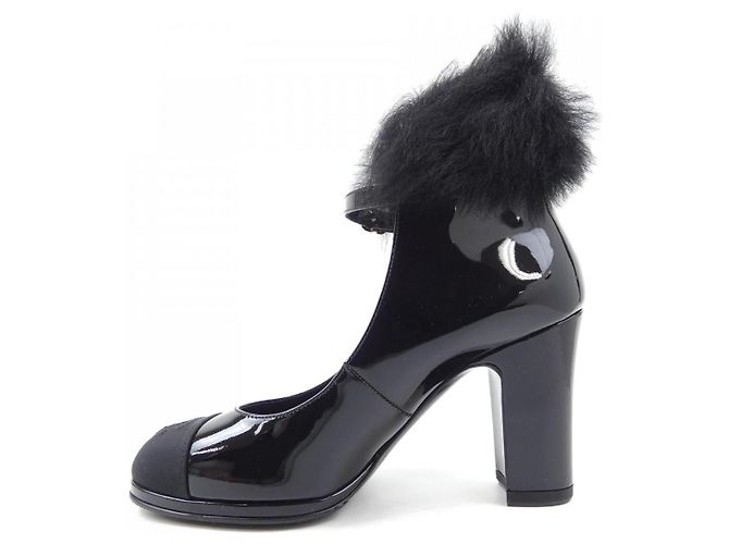 Chanel Mary Jane Lackleder-Pumps Schwarz - Ansicht 2