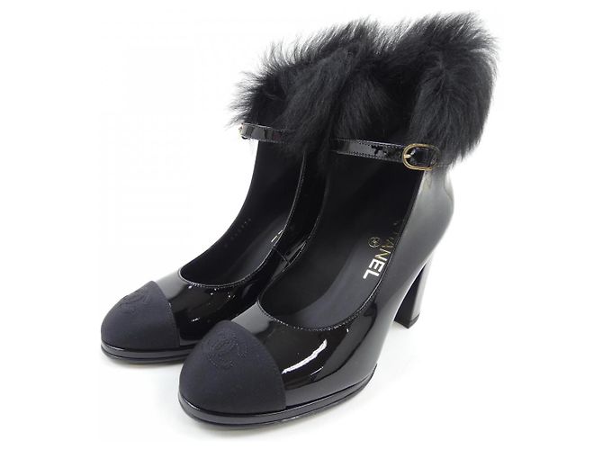 Chanel Mary Jane Lackleder-Pumps Schwarz - Ansicht 3