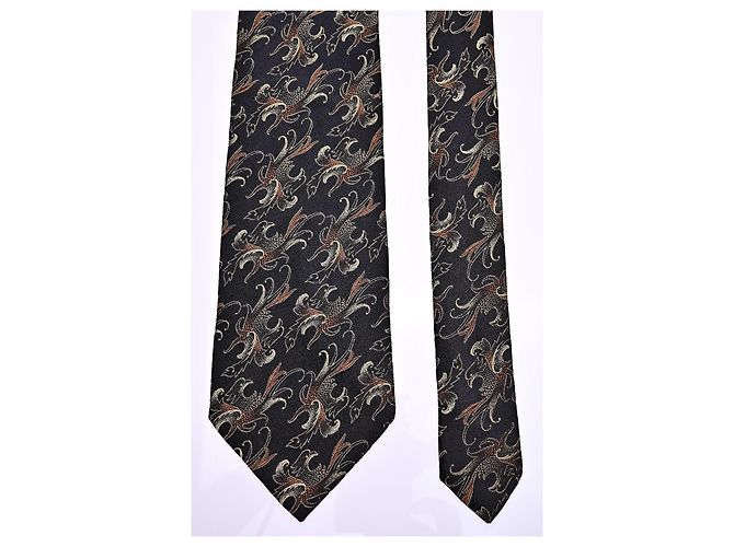 Valentino Silk Jacquard Ornate Pattern Tie Black - view 2