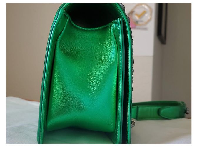 Chanel Borsa Boy Medium Capretto Verde Metallizzato - vista 4