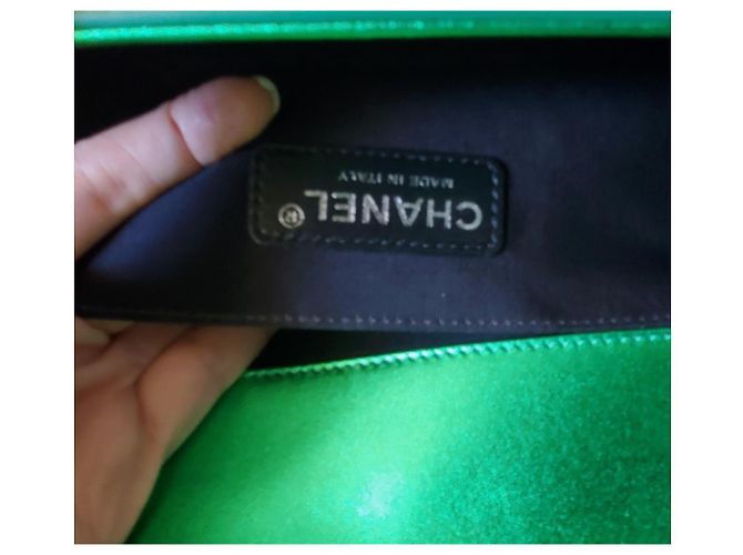 Chanel Borsa Boy Medium Capretto Verde Metallizzato - vista 6