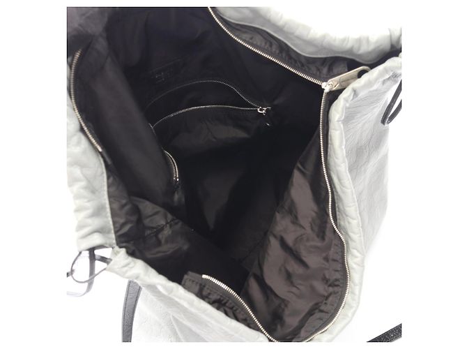 Borsa a tracolla in pelle grigia Balenciaga Marrone - vista 3