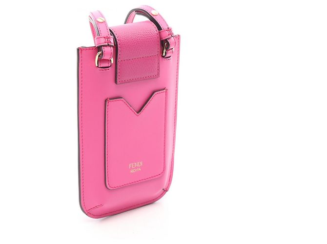 Borsa a tracolla per telefono in pelle rosa Fendi FF Diamond - vista 2