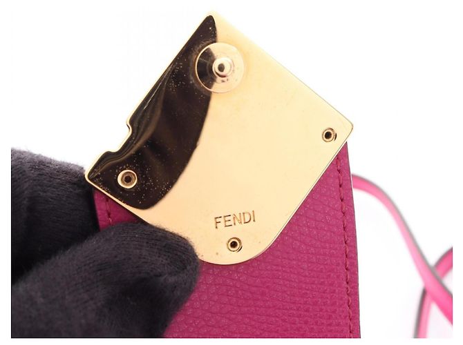 Borsa a tracolla per telefono in pelle rosa Fendi FF Diamond - vista 6