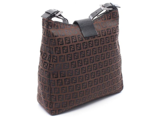 Borsa a Spalla Fendi Zucchino Marrone Nero - vista 2