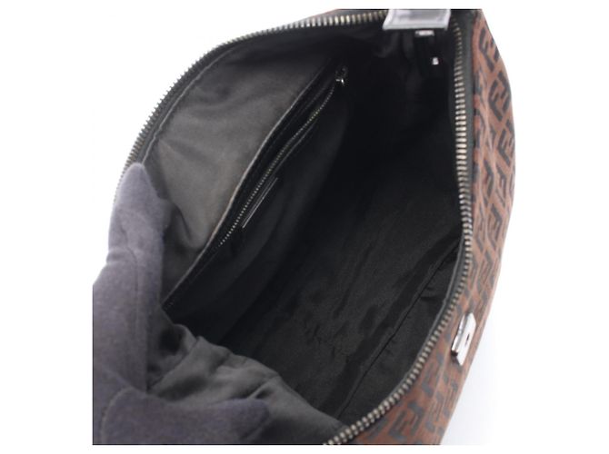 Borsa a Spalla Fendi Zucchino Marrone Nero - vista 3