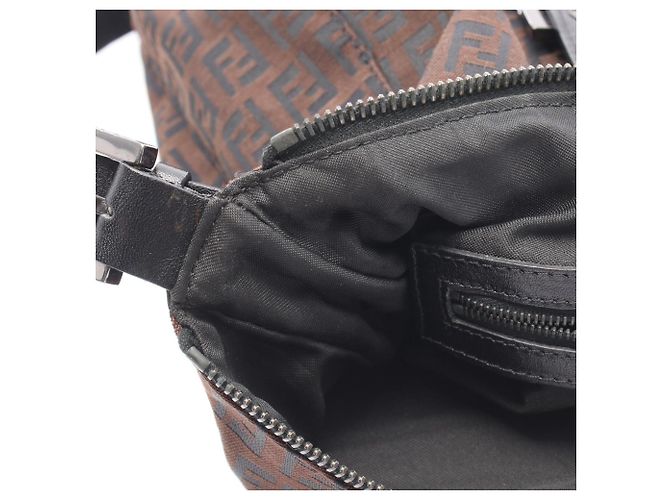 Borsa a Spalla Fendi Zucchino Marrone Nero - vista 5