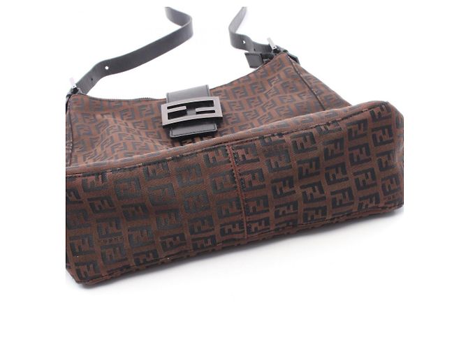 Borsa a Spalla Fendi Zucchino Marrone Nero - vista 9