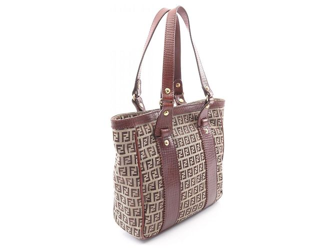 Fendi Zucchino Tote Bag Braun Beige - Ansicht 2