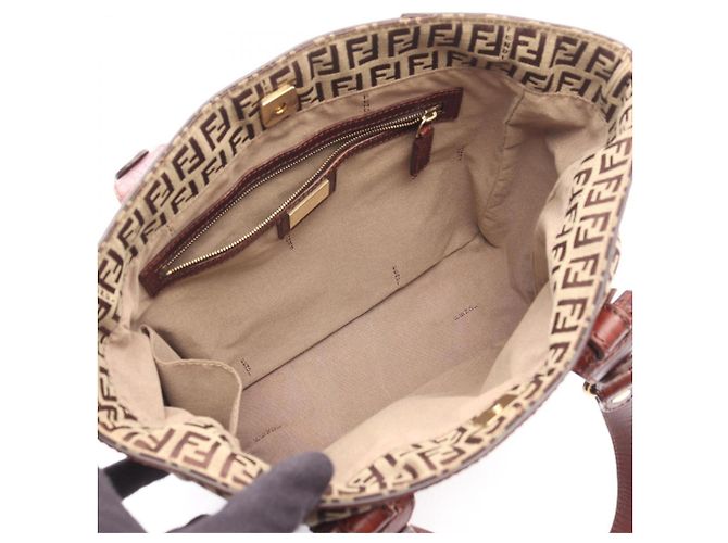 Fendi Zucchino Tote Bag Braun Beige - Ansicht 3