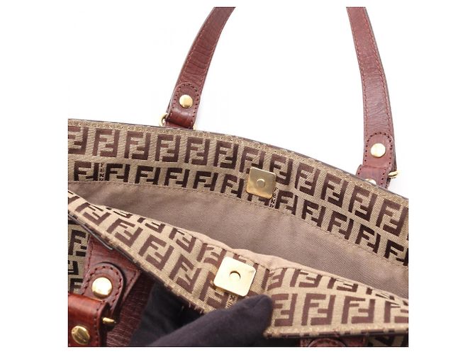 Fendi Zucchino Tote Bag Braun Beige - Ansicht 9