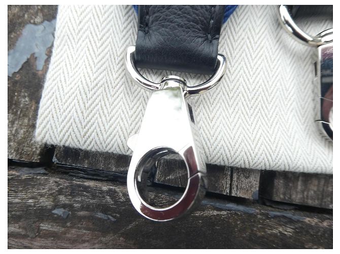 Hermès Kelly Shoulder Strap - Blue Canvas & Black Leather - view 2