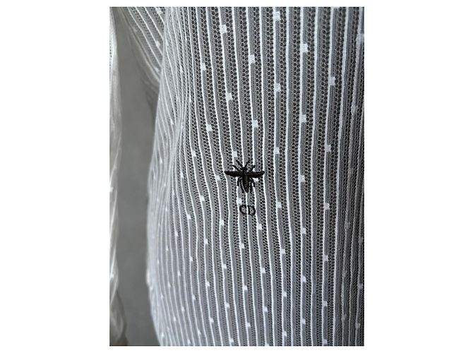 Christian Dior Camisa de encaje blanco con lazo - vista 3