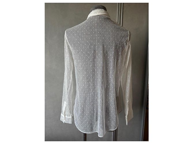 Christian Dior Camisa de encaje blanco con lazo - vista 5