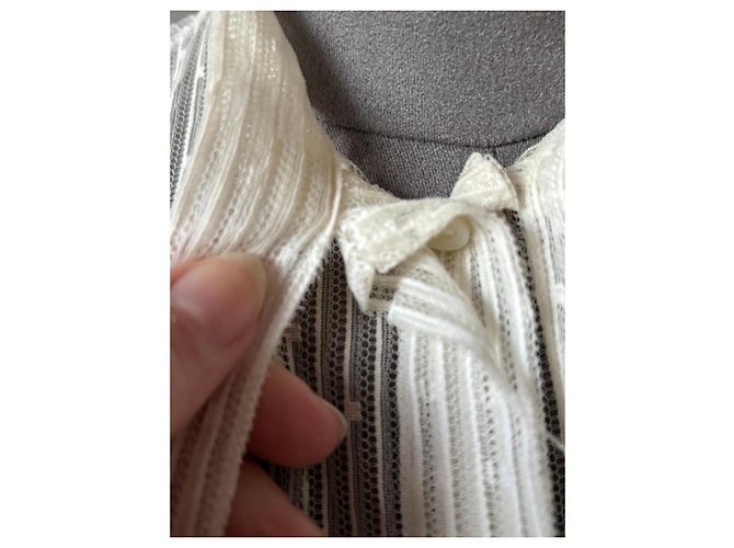 Christian Dior Camisa de encaje blanco con lazo - vista 6