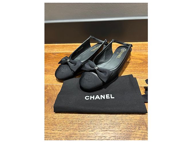 Chanel Ballerine Slingback in Tessuto e Pelle Nere Nero - vista 9