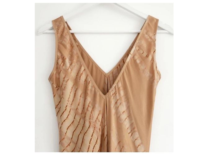 Autre Marque Voz Gold Silk Double V Tie Dye Maxikleid Golden - Ansicht 4