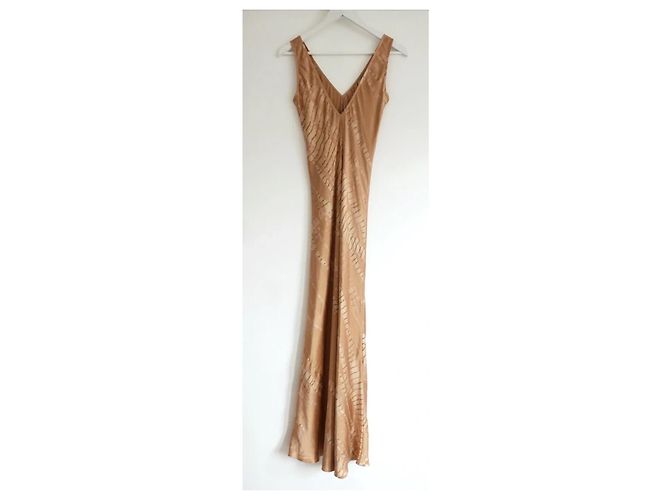 Autre Marque Voz Gold Silk Double V Tie Dye Maxikleid Golden - Ansicht 5