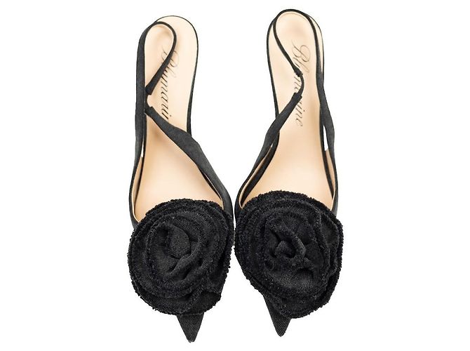 Blumarine Denim Slingback Pumps mit Blumenapplikation Dunkelgrün - Ansicht 2