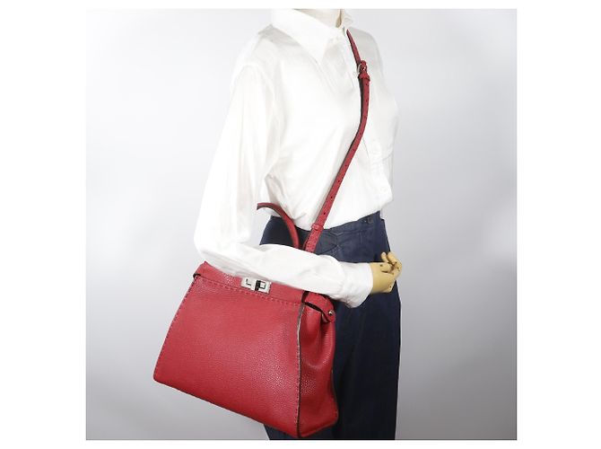 Borsa Fendi Peekaboo Medium Rosso - vista 20