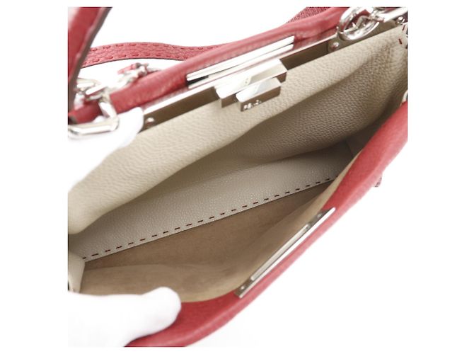 Borsa Fendi Peekaboo Medium Rosso - vista 7