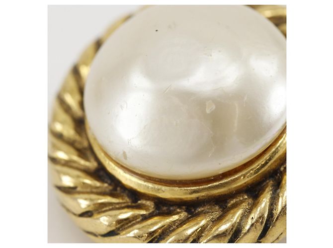 Orecchini a clip Chanel placcati oro con perle finte - vista 10
