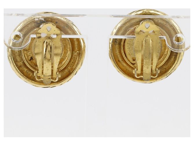 Orecchini a clip Chanel placcati oro con perle finte - vista 3