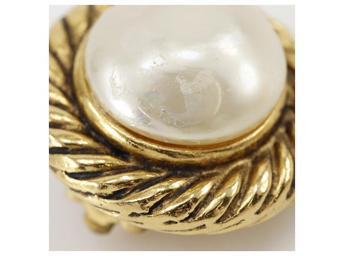 Orecchini a clip Chanel placcati oro con perle finte - vista 9