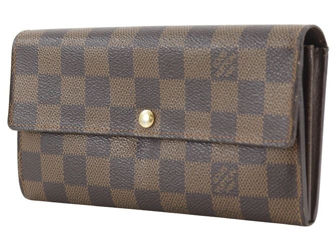 Cartera Louis Vuitton Portefeuille Sarah Long en lona Damier marrón - vista 2