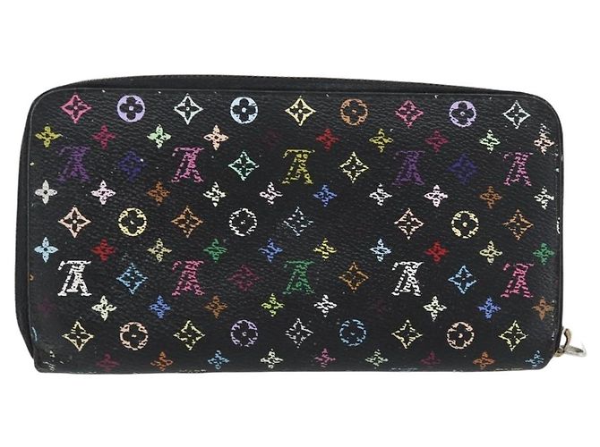 LOUIS VUITTON Monogram Multicolor Zippy Wallet Black M60243 LV Auth BA12982 Nero - vista 2