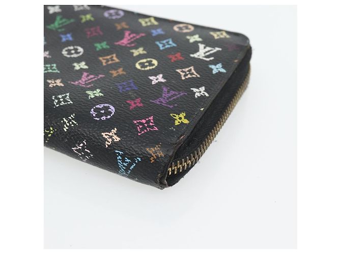 LOUIS VUITTON Monogram Multicolor Zippy Wallet Black M60243 LV Auth BA12982 Nero - vista 7