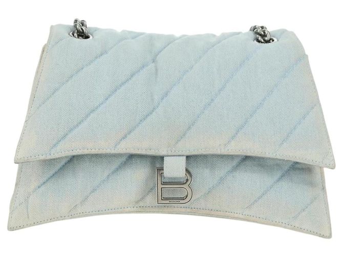 BALENCIAGA Borsa a Spalla Chain Crash Denim Blue Silver 716393 Auth 178295SAM Argento - vista 13